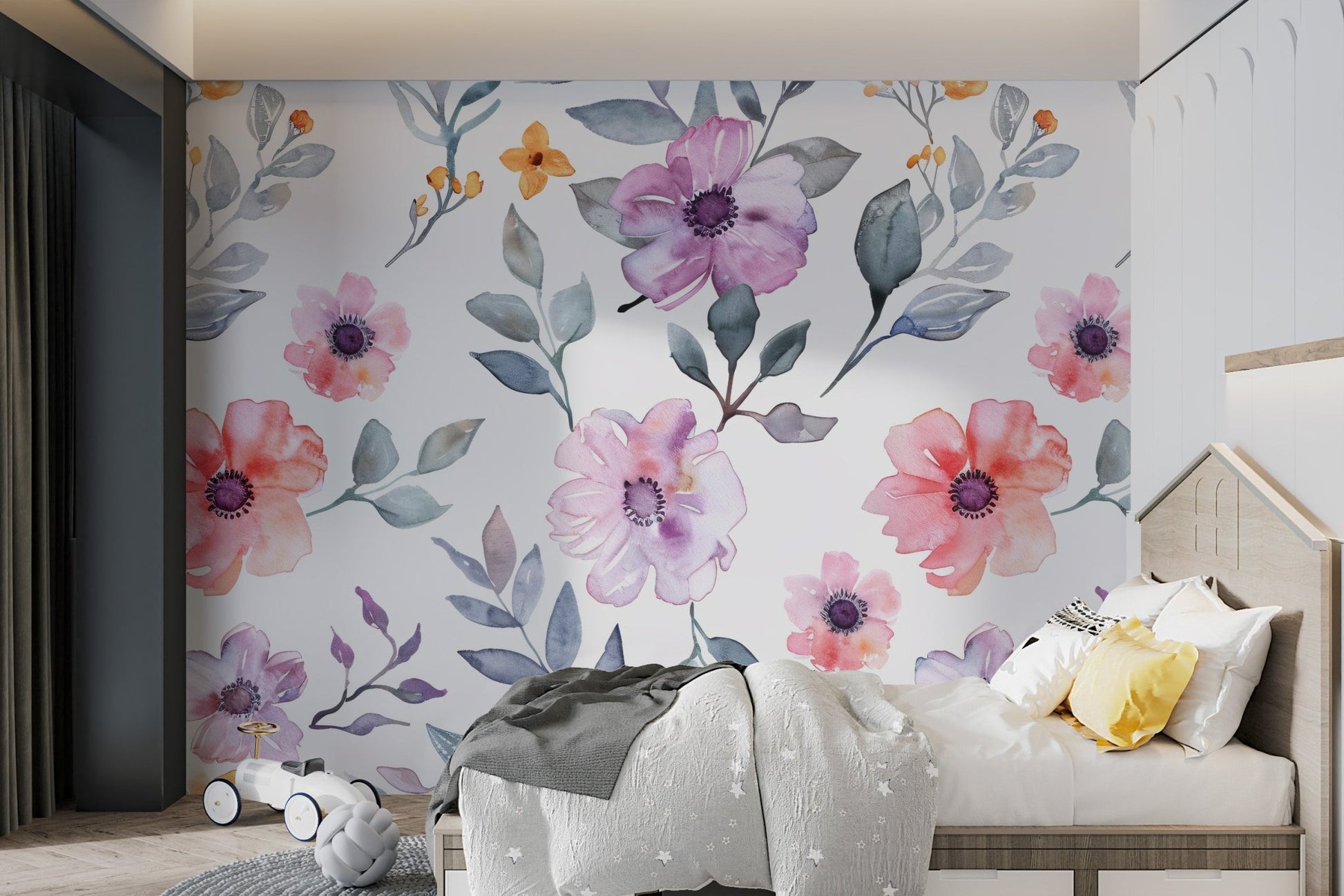 Subtle floral pattern wallpaper for a sophisticated interior