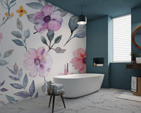 Light pink and blue flower wallpaper for a soft aesthetic.