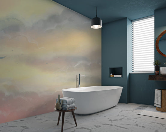 Subtle moon and cloud design wallpaper for a calm atmosphere.