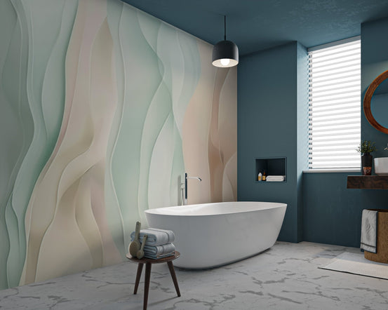 Pastel wavy abstract wallpaper with subtle light and shadow details.