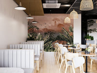 Peaceful tiger jungle wall mural for Modern restaurant interior.