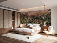 Majestic tiger jungle wall mural in bright bedroom.