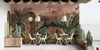 Relaxing tiger jungle mural in a Cafe seating area.