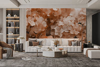 Peach Hydrangea Floral Wallpaper - Wallanza