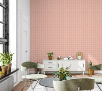 Trendy lilac geometric grid wallpaper with fabric texture