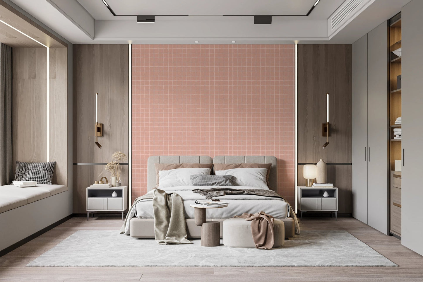 Chic lilac geometric wallpaper for calm modern interiors