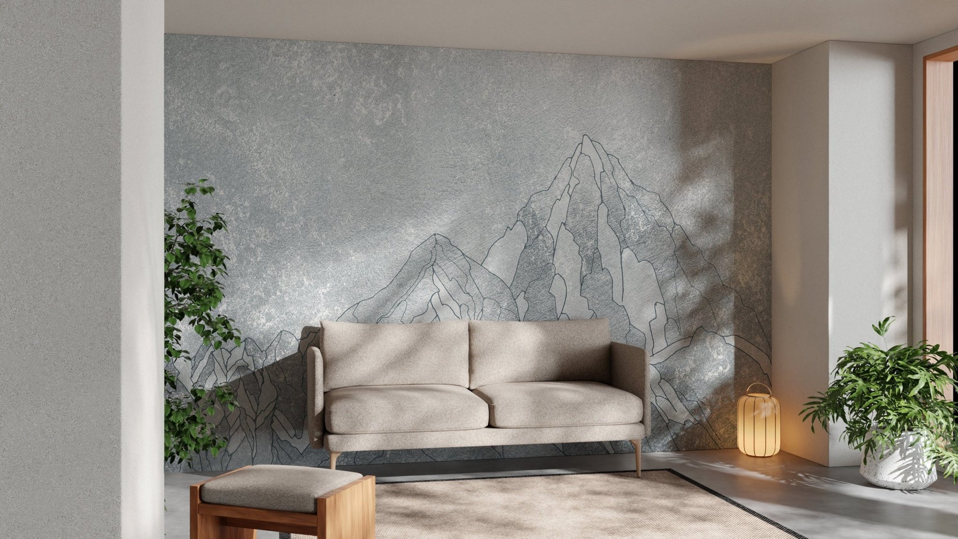 Artistic Everest mountain mural for a touch of natural elegance in sitting area.
