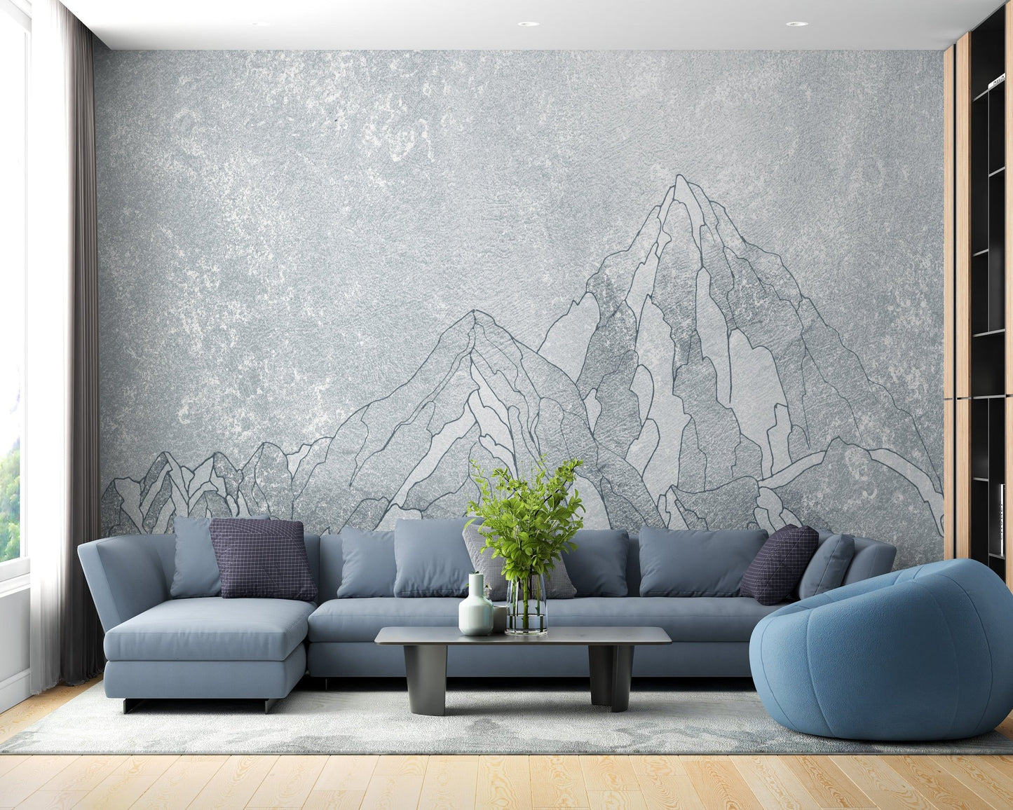 Everest mountain mural with refined elegance for living area serene walls.
