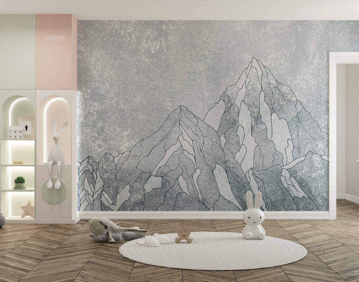 Everest mural adding elegance and tranquility to modern nursery interiors.
