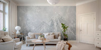 Elegant mural featuring the majestic Everest in peak perfection behind white sofa

