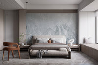Everest Mountain wall mural used as feature background in bedroom interior