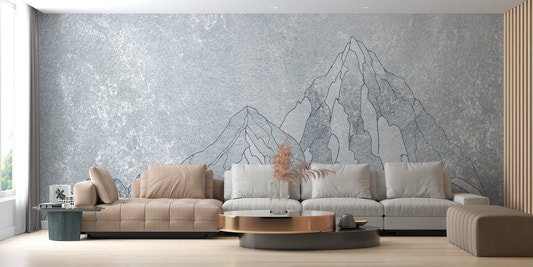 Elegant Everest mountain mural showcasing nature's peak perfection in living room.
