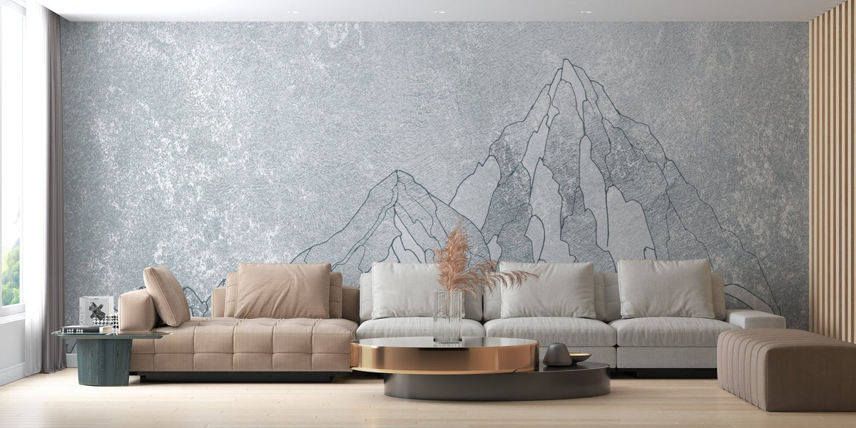 Elegant Everest mountain mural showcasing nature's peak perfection in living room.
