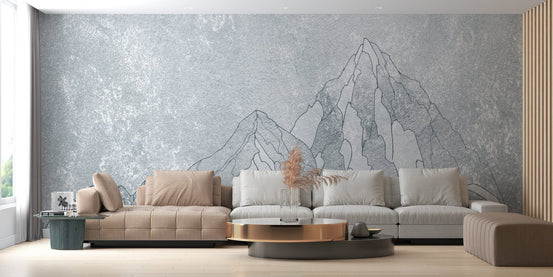 Elegant Everest mountain mural showcasing nature's peak perfection in living room.
