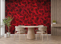 Fiery Rose Bouquet Peel and Stick Wallpaper Design
