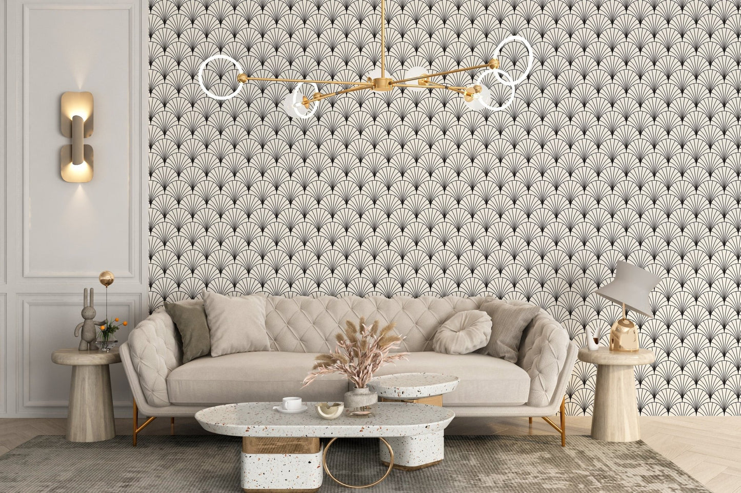 Black arch pattern peel stick mural wallpaper
