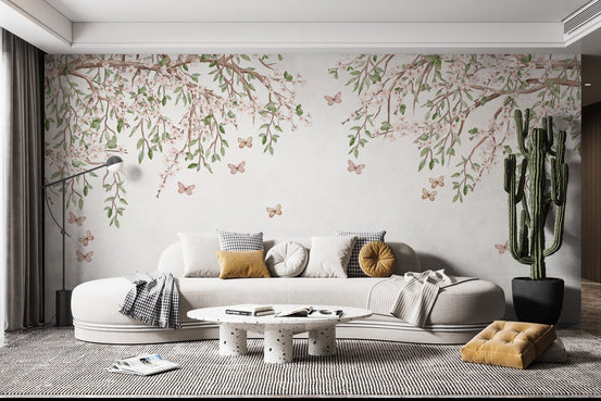 Elegant wall mural featuring a graceful petal ballet design for living room interior.

