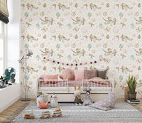 Seamless airplane and globe pattern wallpaper classic wall mural.