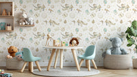 Airplane and globe print wallpaper dreamy wall mural style.