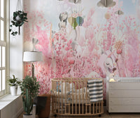 Pink Blossom Unicorn Wallpaper Mural - Wallanza