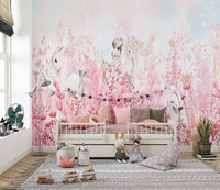 Pink Blossom Unicorn Wallpaper Mural - Wallanza