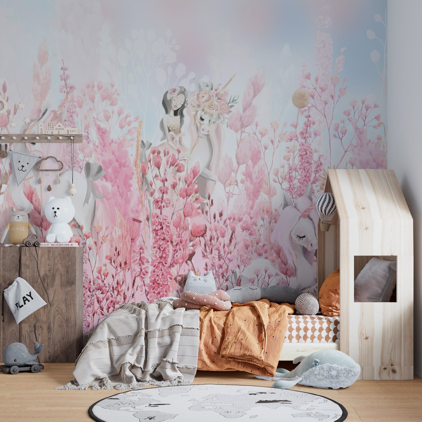 Pink Blossom Unicorn Wallpaper Mural - Wallanza