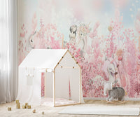 Pink Blossom Unicorn Wallpaper Mural - Wallanza
