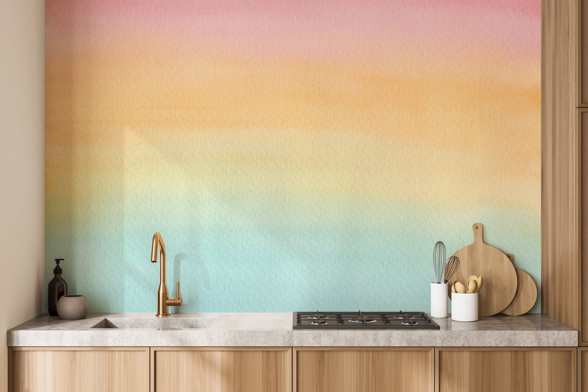 Ombre watercolor wall art in pink and blue shades