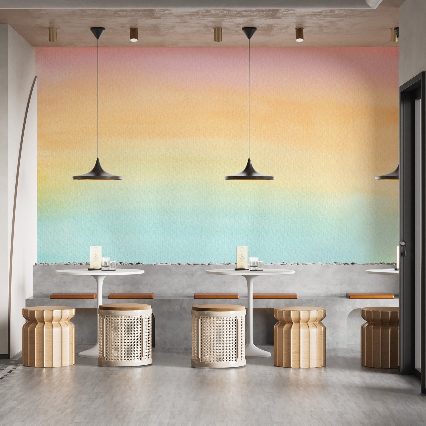 Stylish pink and blue ombre mural for living room decor