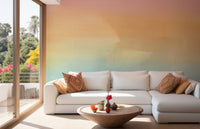 Watercolor wall mural in pink and blue ombre design