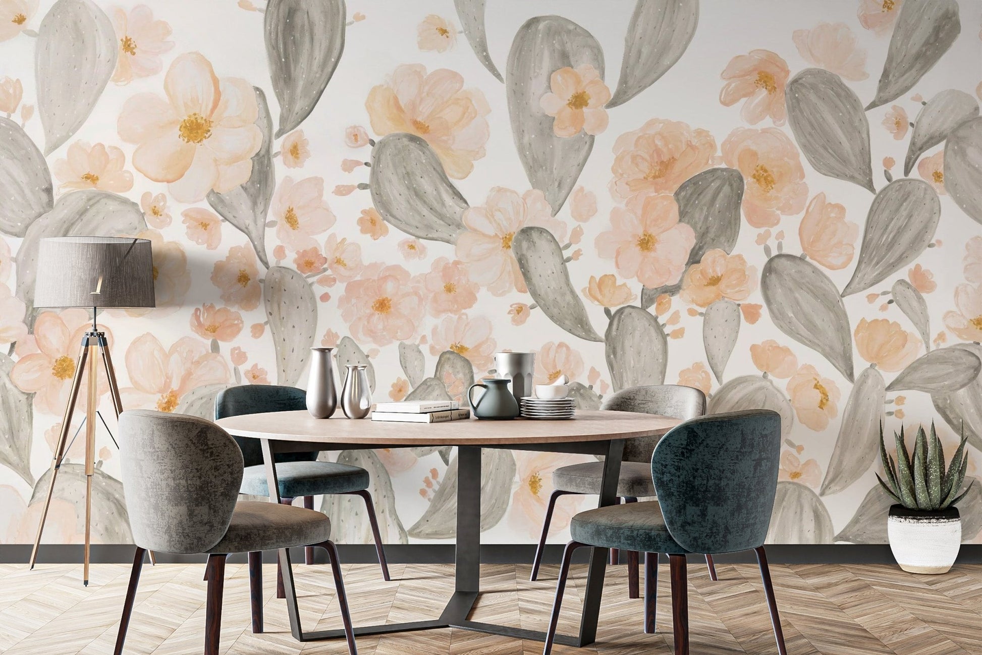 Pink Cactus Flower Wallpaper Mural - Wallanza