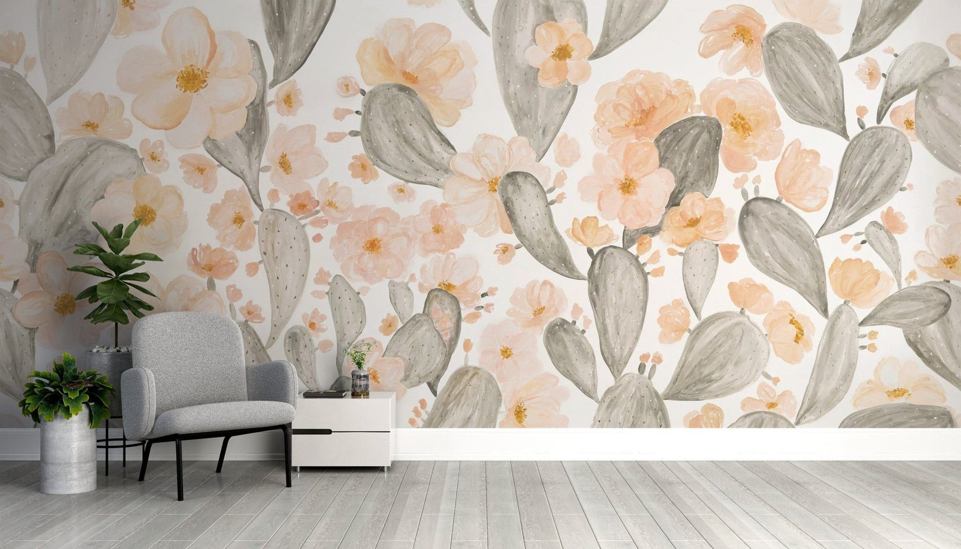 Pink Cactus Flower Wallpaper Mural - Wallanza