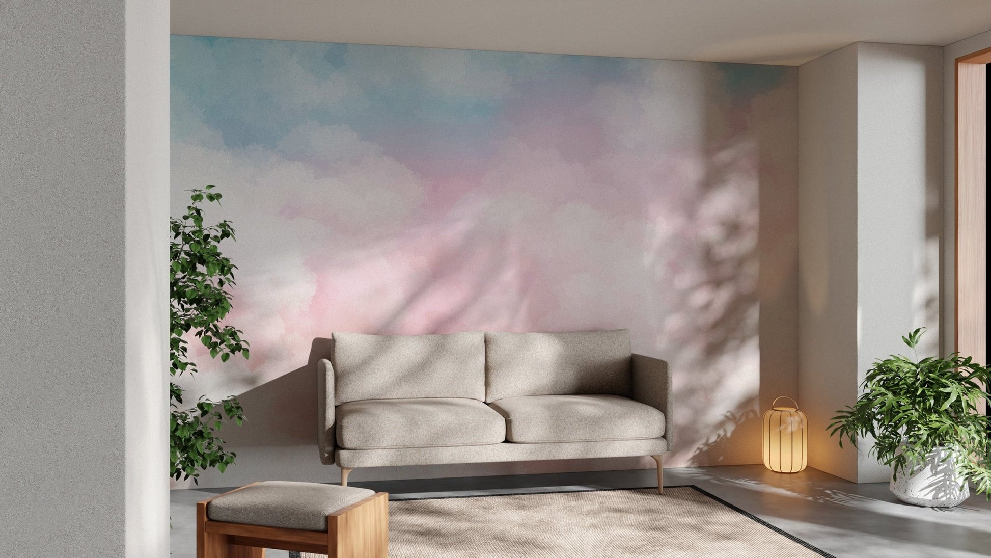 Pink Clouds Wallpaper Mural - Wallanza