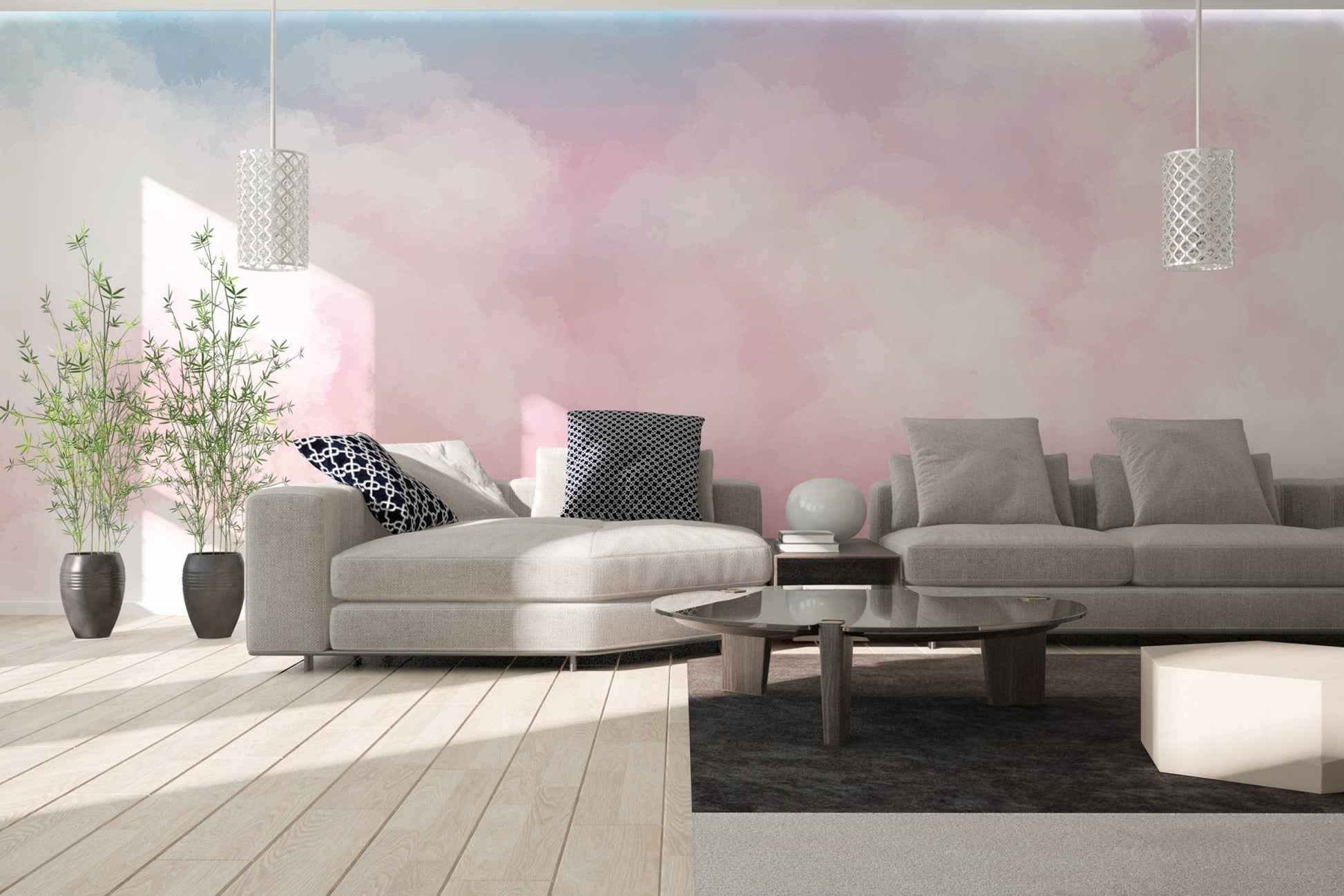 Pink Clouds Wallpaper Mural - Wallanza