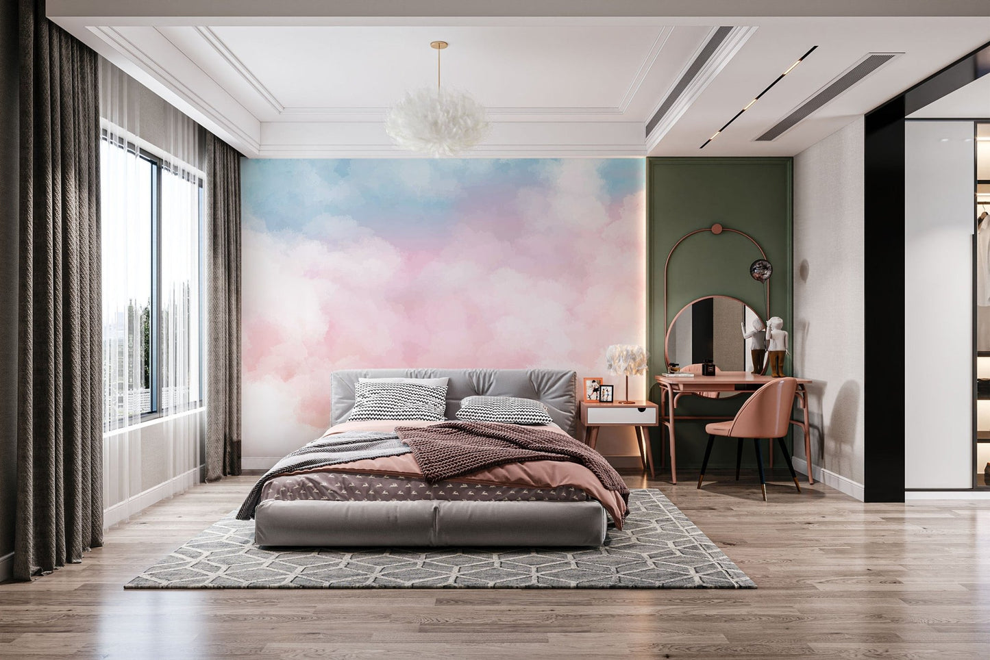 Pink Clouds Wallpaper Mural - Wallanza