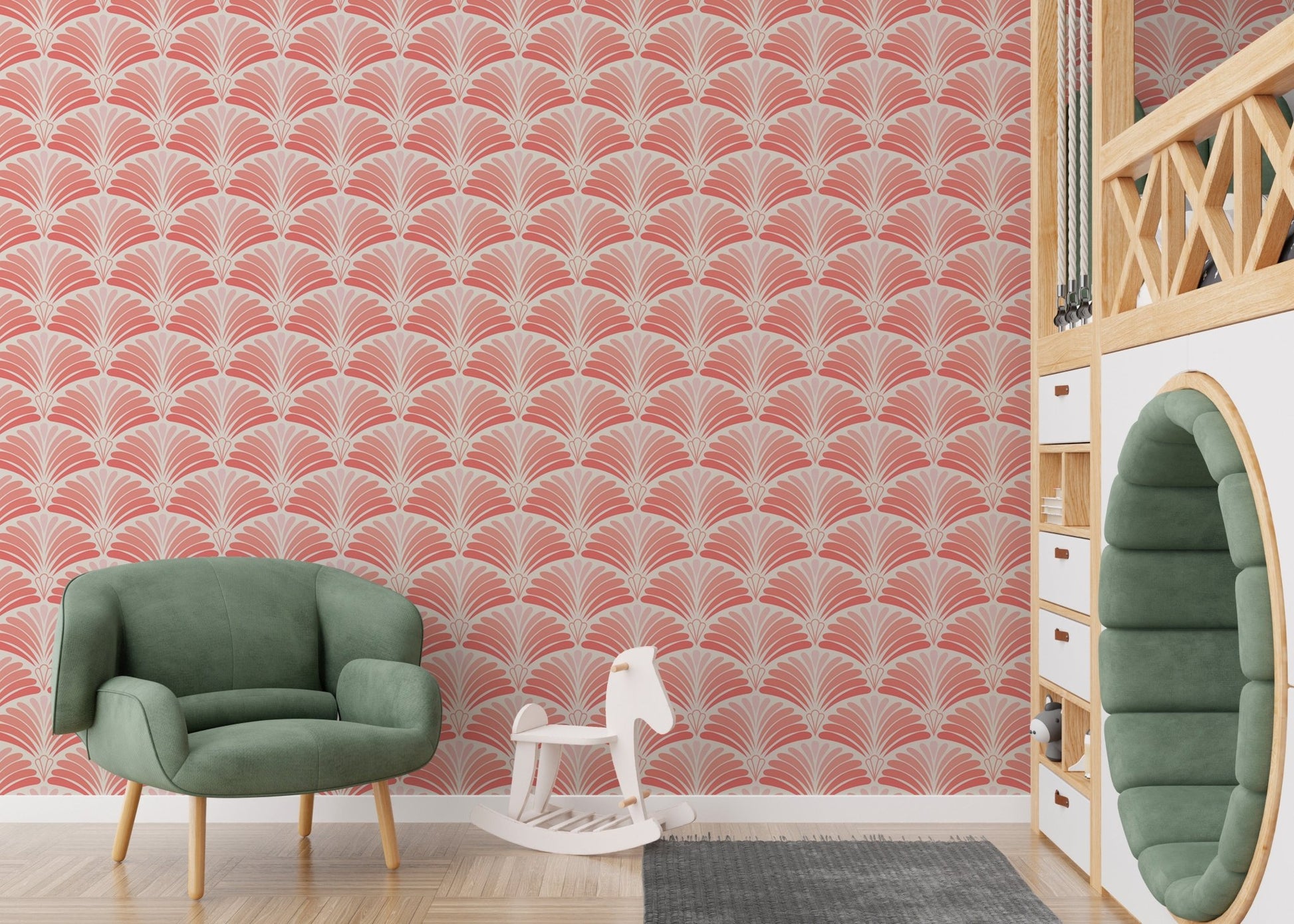 Pink Color Japanese Art Pattern Wallpaper - Wallanza