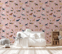 Pink Dogs Breed Pattern Wallpaper - Wallanza