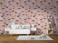 Pink Dogs Breed Pattern Wallpaper - Wallanza