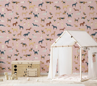 Pink Dogs Breed Pattern Wallpaper - Wallanza