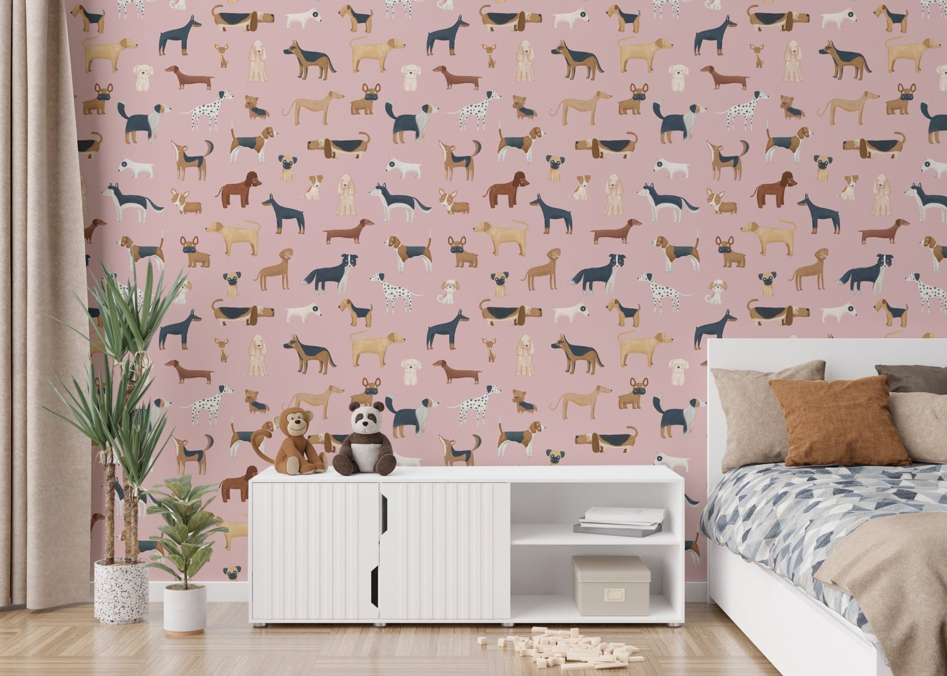 Pink Dogs Breed Pattern Wallpaper - Wallanza