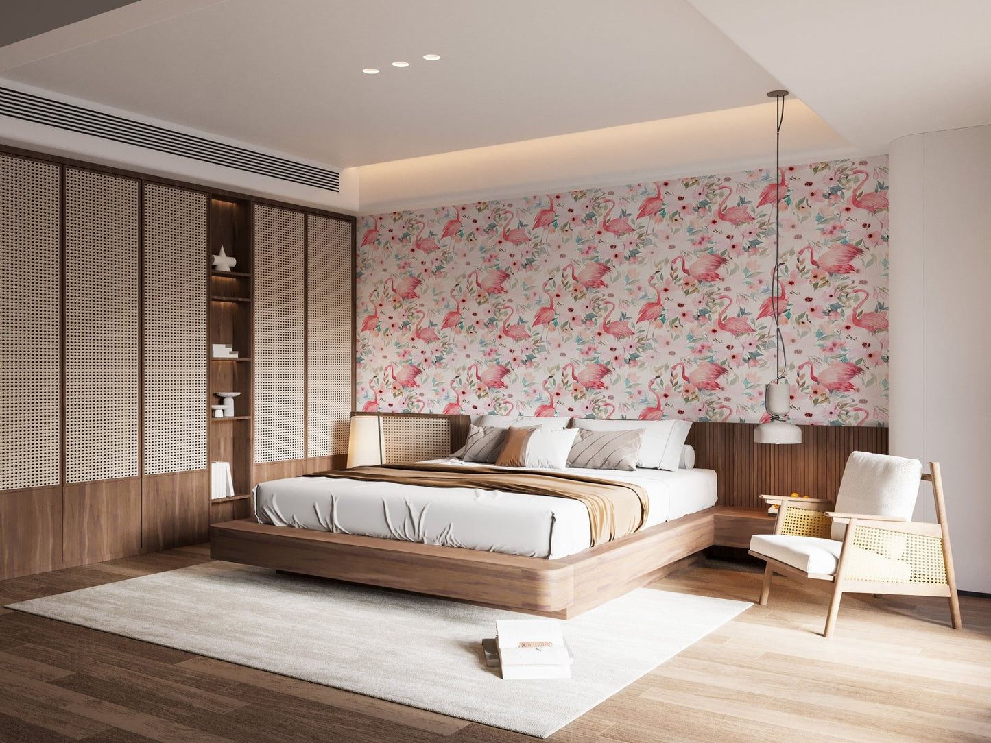 Pink Flamingo Patterns Wall Mural for a lively feel