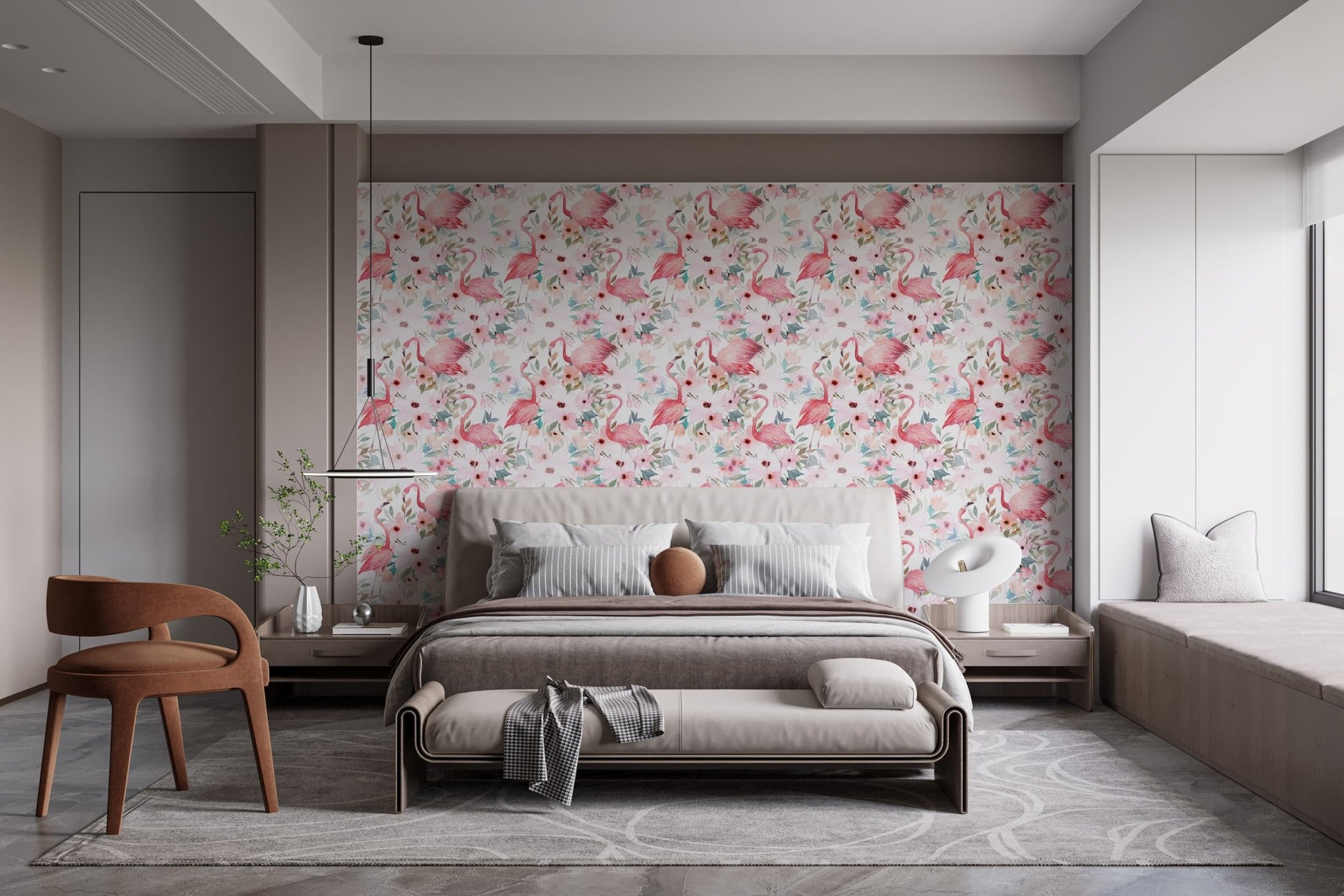 Pink Flamingo Patterns Wall Mural for bold design