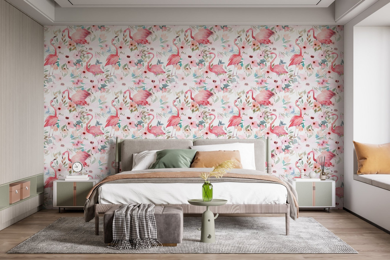 Pink Flamingo Patterns Wallpaper for lively walls