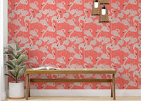 Exotic flamingo-themed wallpaper in soft pink tones