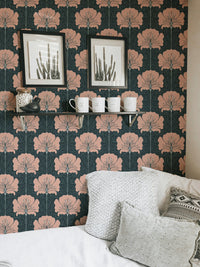 Wallpaper showcasing Victorian pink floral elegance