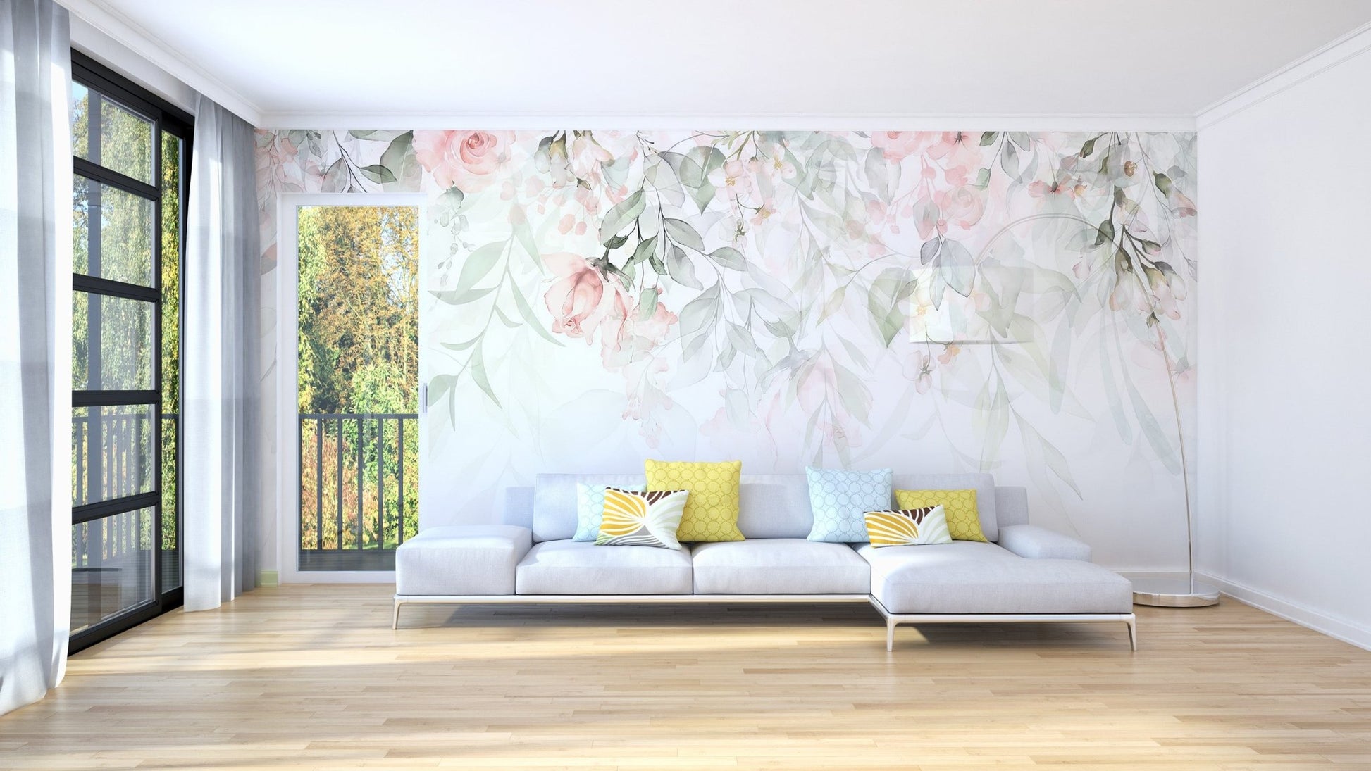 Pink Hanging Flower Wall Mural - Wallanza