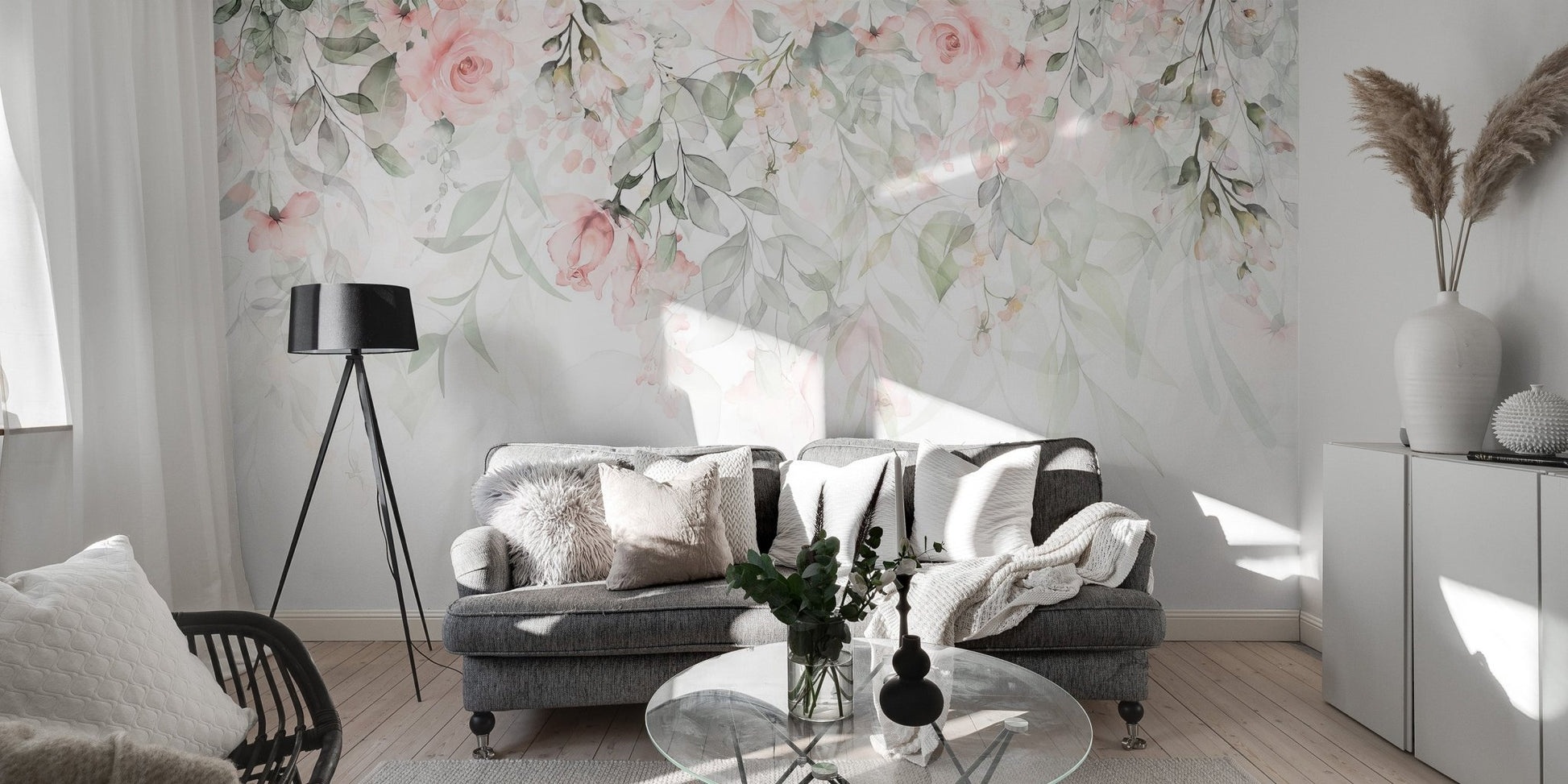 Pink Hanging Flower Wall Mural - Wallanza