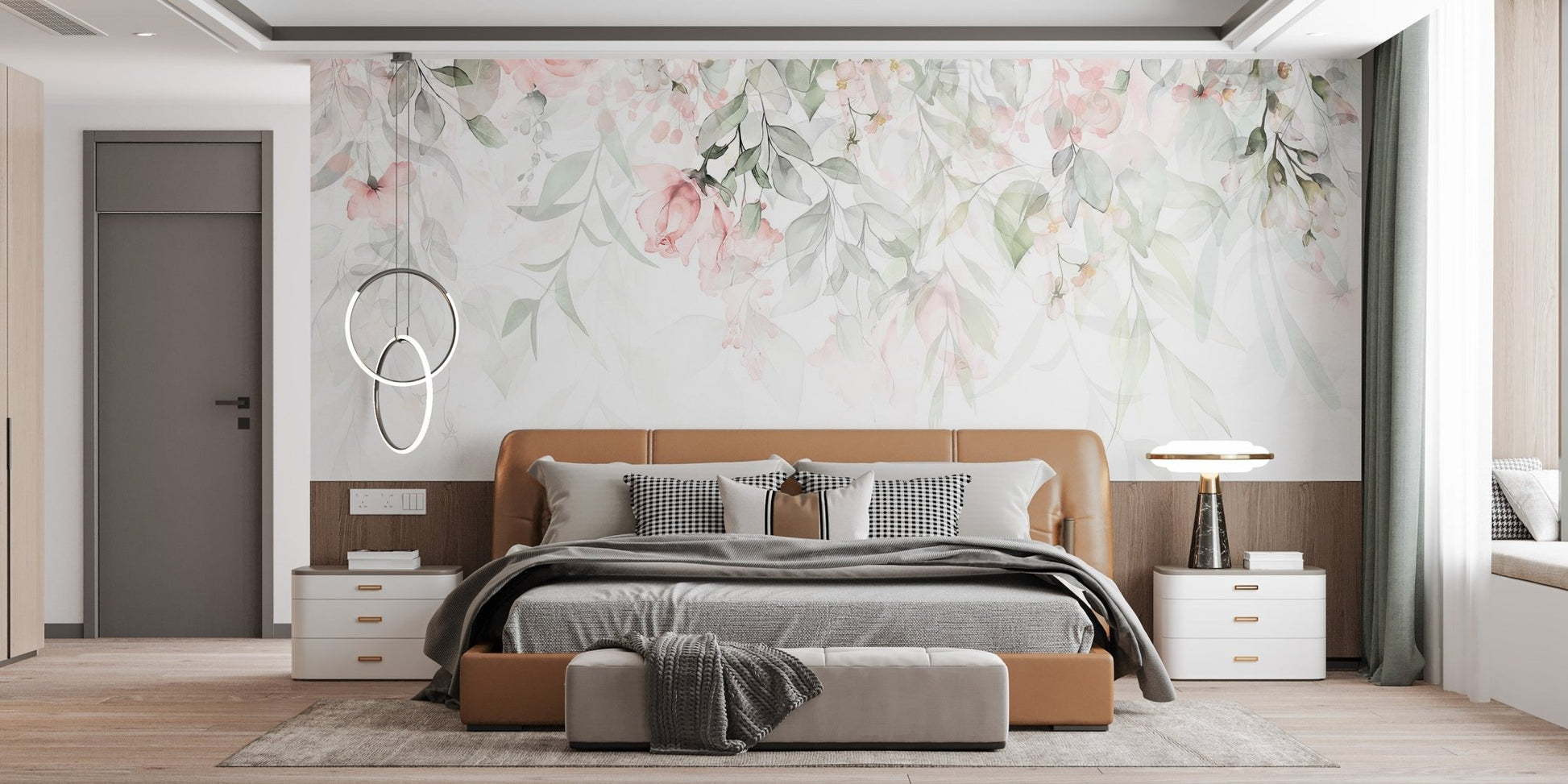 Pink Hanging Flower Wall Mural - Wallanza