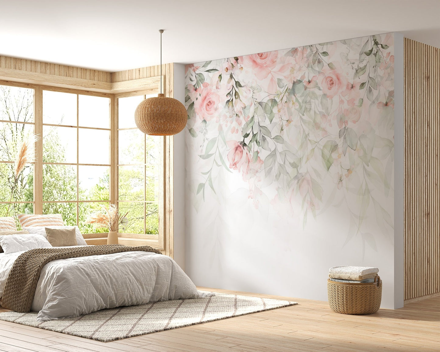 Pink Hanging Flower Wall Mural - Wallanza