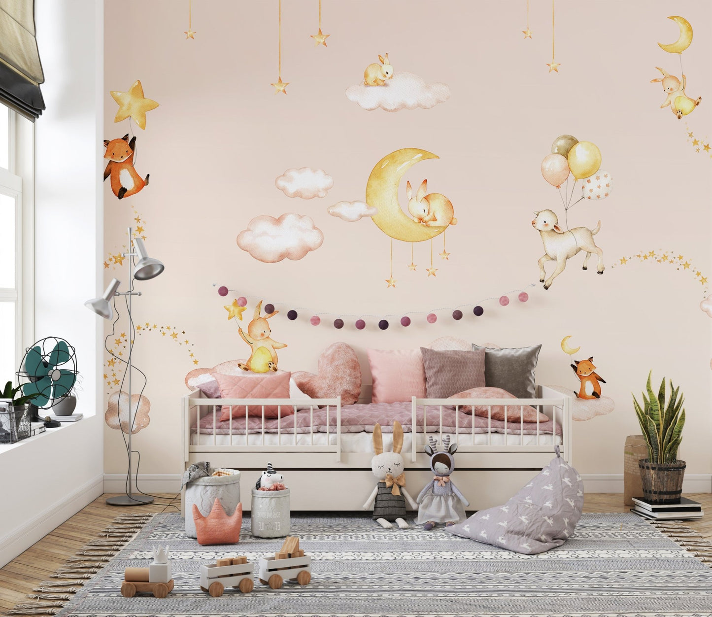 Pink Sweet dreams wallpaper for kids room - Wallanza